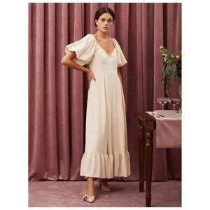 New Velvet Wedding Dress Maxi Puff Poof Sleeve Romantic Bustier Corset Bodice UO